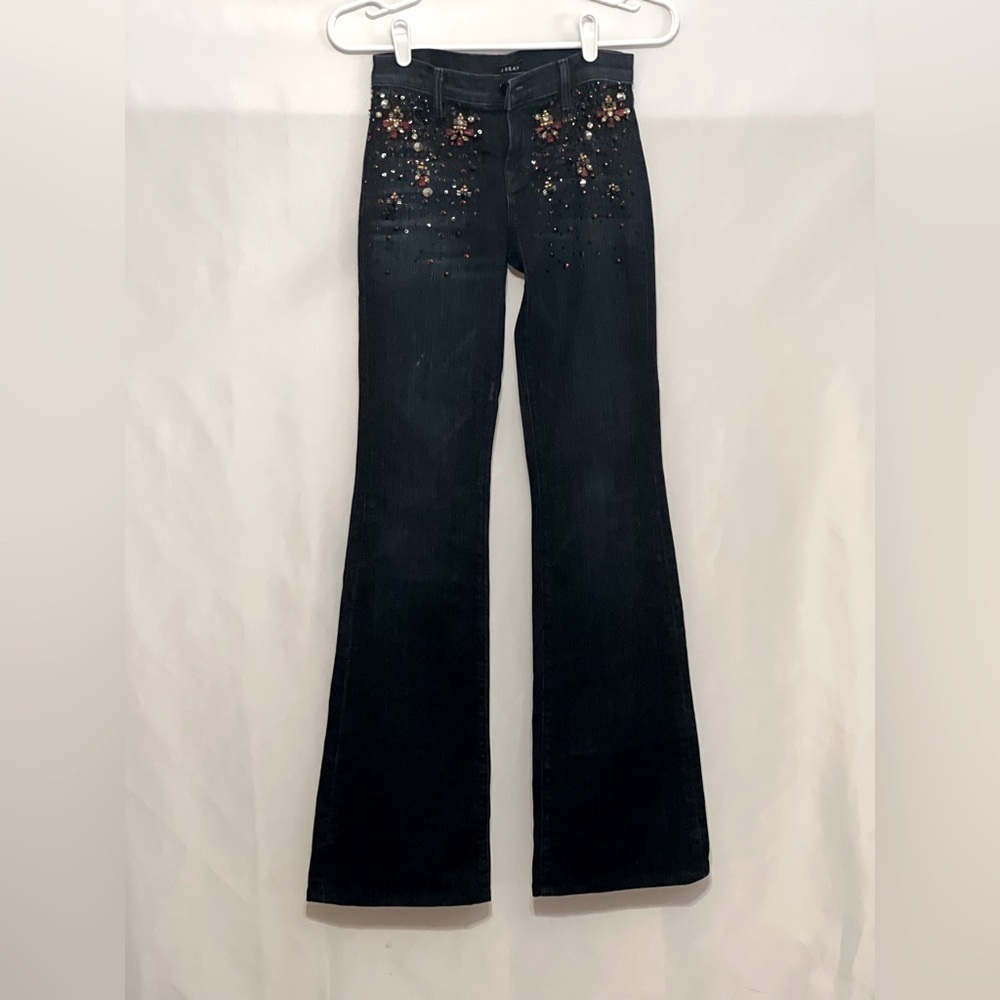 J Brand Charlotte Dark Wash Embellished Bootcut Jeans Denim Size 25 - Picture 4 of 10